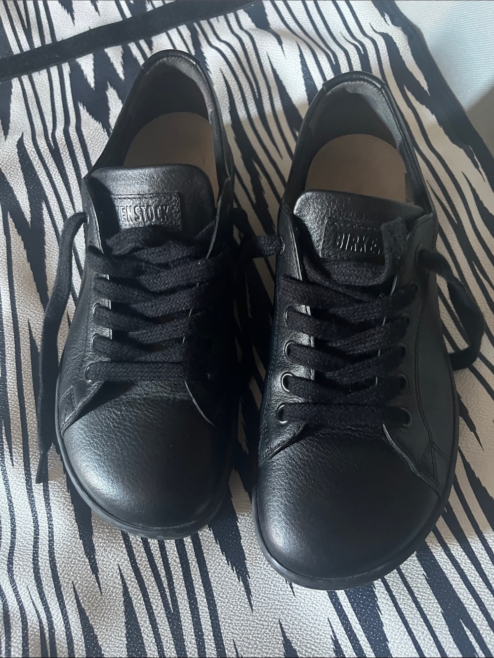 Birkenstock women’s Black Leather Lace-Up Sneakers - Smooth Black